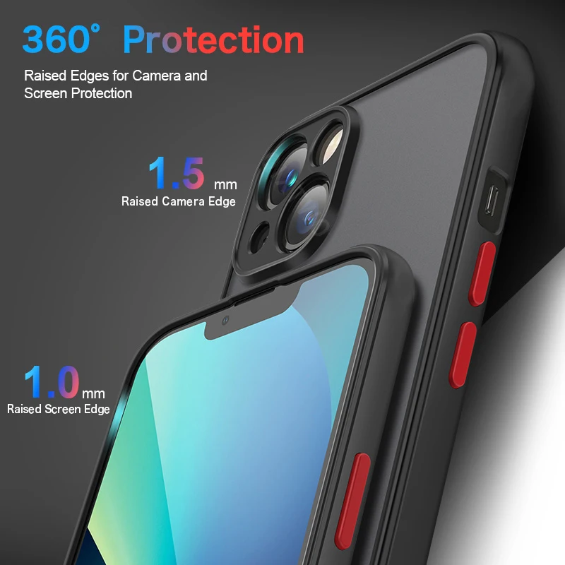 Luxury Shockproof Armor Matte Case For iPhone 14 13 12 11 Pro Max Mini X Xs XR 7 8 Plus SE3 Siliconef Bumper Clear PC Hard Cover