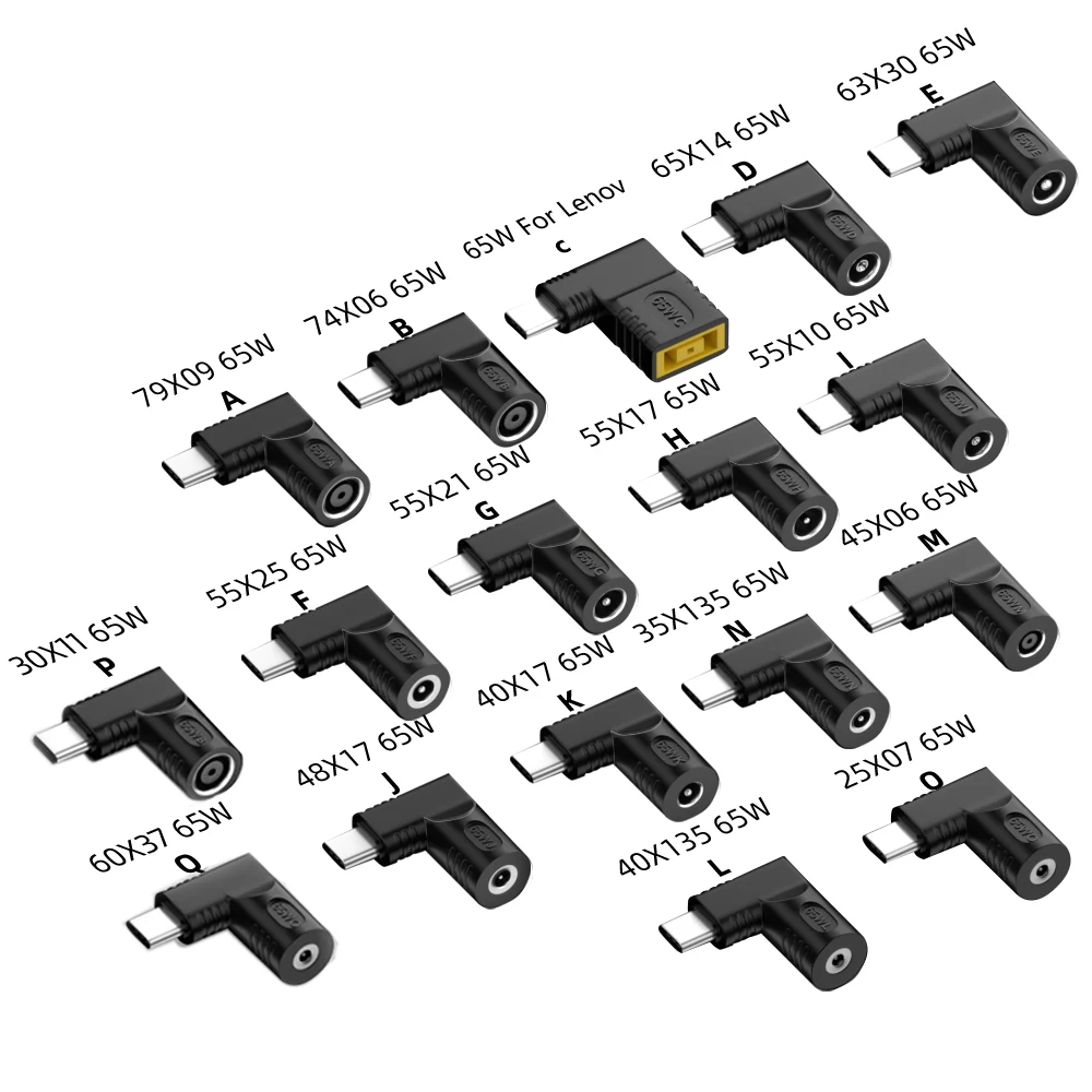 USB C Male PD Charge Converter For Laptop 5V 9V 12V 65W Output Charging DC5.5*2.5MM 4.0*1.7MM 4.0*1.35MM 2.5*0.7MM For Dell HP