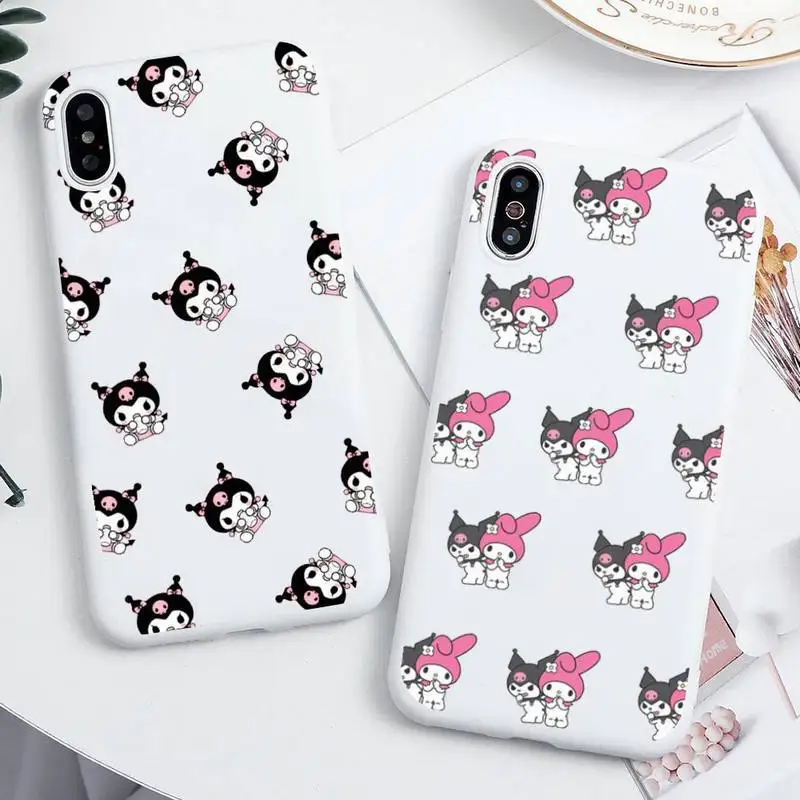 

Hello Kitty My Melody Phone Case For iphone 13 12 11 Pro Max Mini XS 8 7 6 6S Plus X SE 2020 XR Candy white Silicone cover