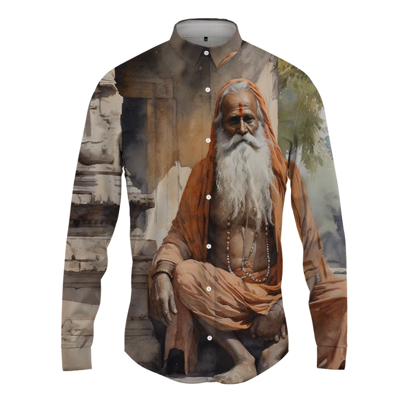 

2023 New Loose Casual Men's Long Sleeve Shirt Simple and Comfortable 3D Printing Shirt Office Party Long Sleeve Shirt
