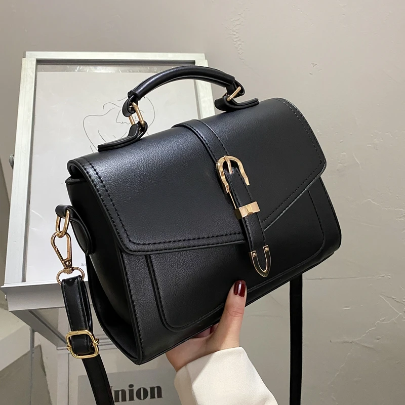 

Women's Stachels Handbags Solid Pu Leather Croccbody Bag Textured Female Flap Shoulder Bags Large Capacity Handle Shopping Bag