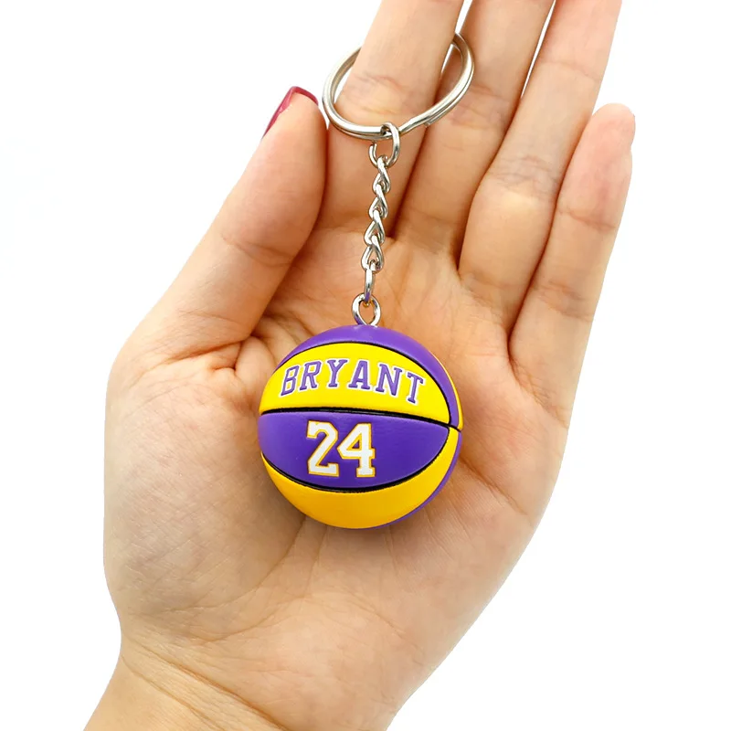 Fashion Basketball Star Name Keychain Trend 3D Basketball Keychains Mini Match Souvenir Ball Keyring Pendant for Sport Fan Gift