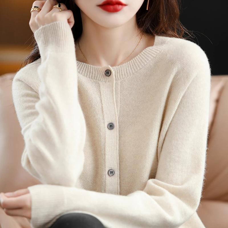 Spring and Autumn Women's Seamless Clothing Osmanthus Needle Casual Comfortable Cardigan Sweater    N2212