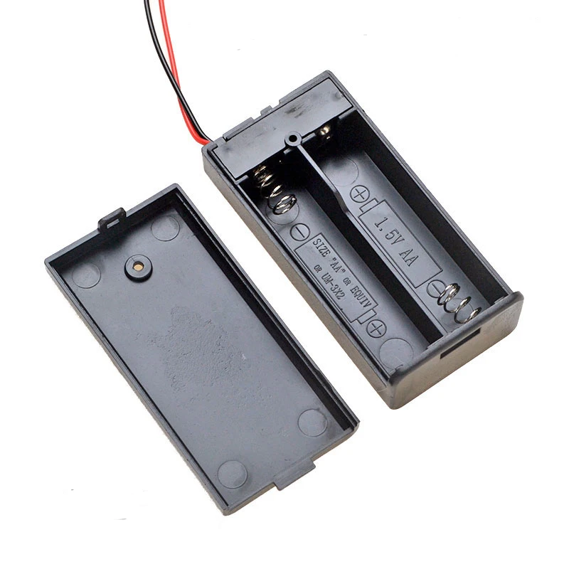 600pcs/lot 2*AA 3V Plastic Battery Holder Storage Box Case With OFF/ON Switch + JST Plug For 2 x AA Lithium Batteries Cover