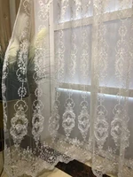 nordic style gauze curtains for living room white window gauze simple embroidery curtain beads sheer bedroom living