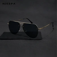 nieepa 2022 new photochromic double beam frameless toad mirror sunglasses for women unisex metal legs driving sunglass uv400