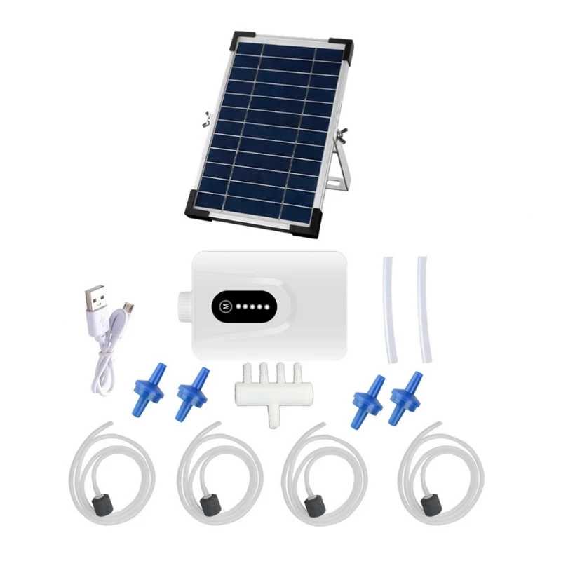 

Solar Air Pump Kit Inserting Ground Water Air Pump Oxygenator Solar Aerator With 4 Long Life Oxygen Hoses For Pond Fish Garden