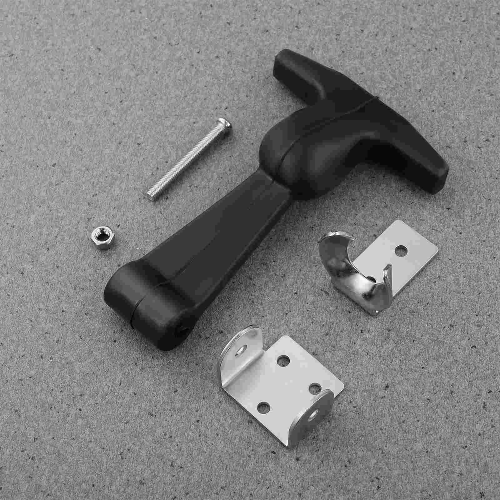 UEETEK 2pcs Stainless Steel Rubber Hood Catch Flexible T-Handle Hasp Draw Latches with Brackets for Tool Box Veh