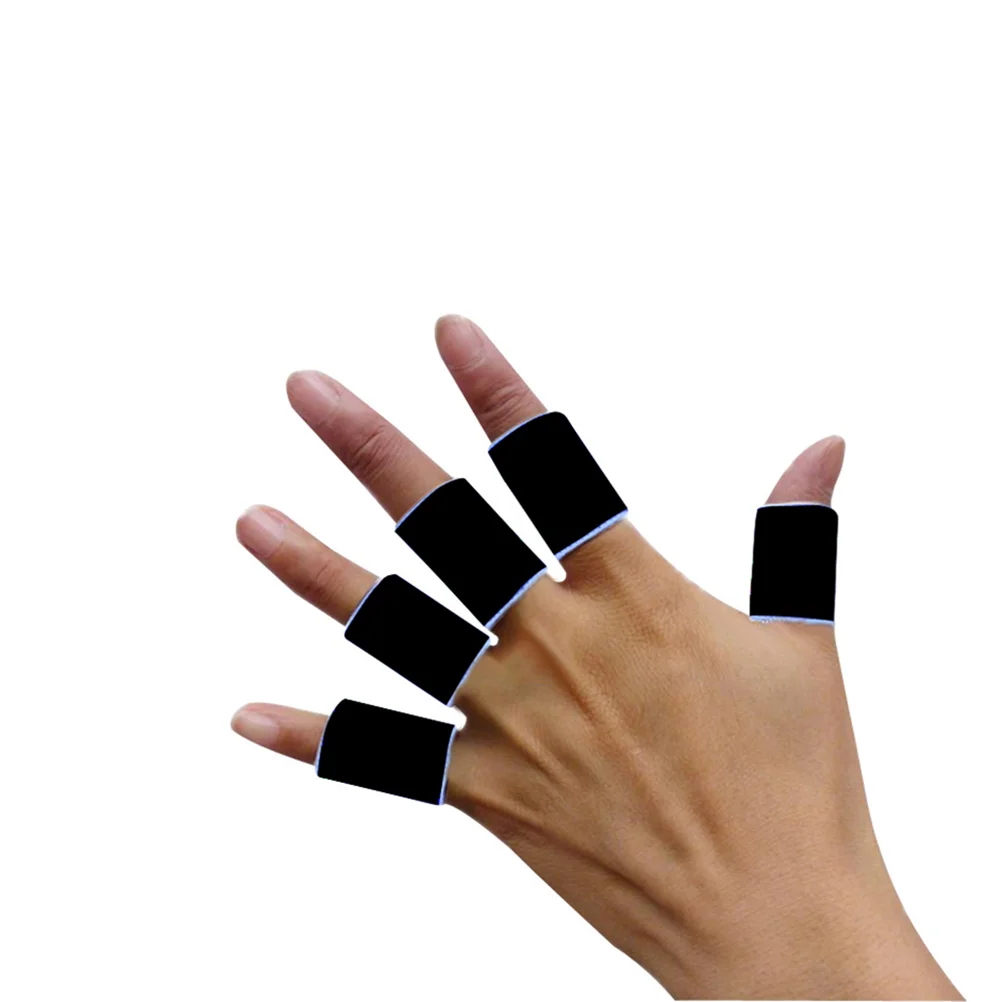 

10pcs Professional Basketball Volleyball Fingerstalls Finger Protective Covers Sprain Finger Guards (Black)