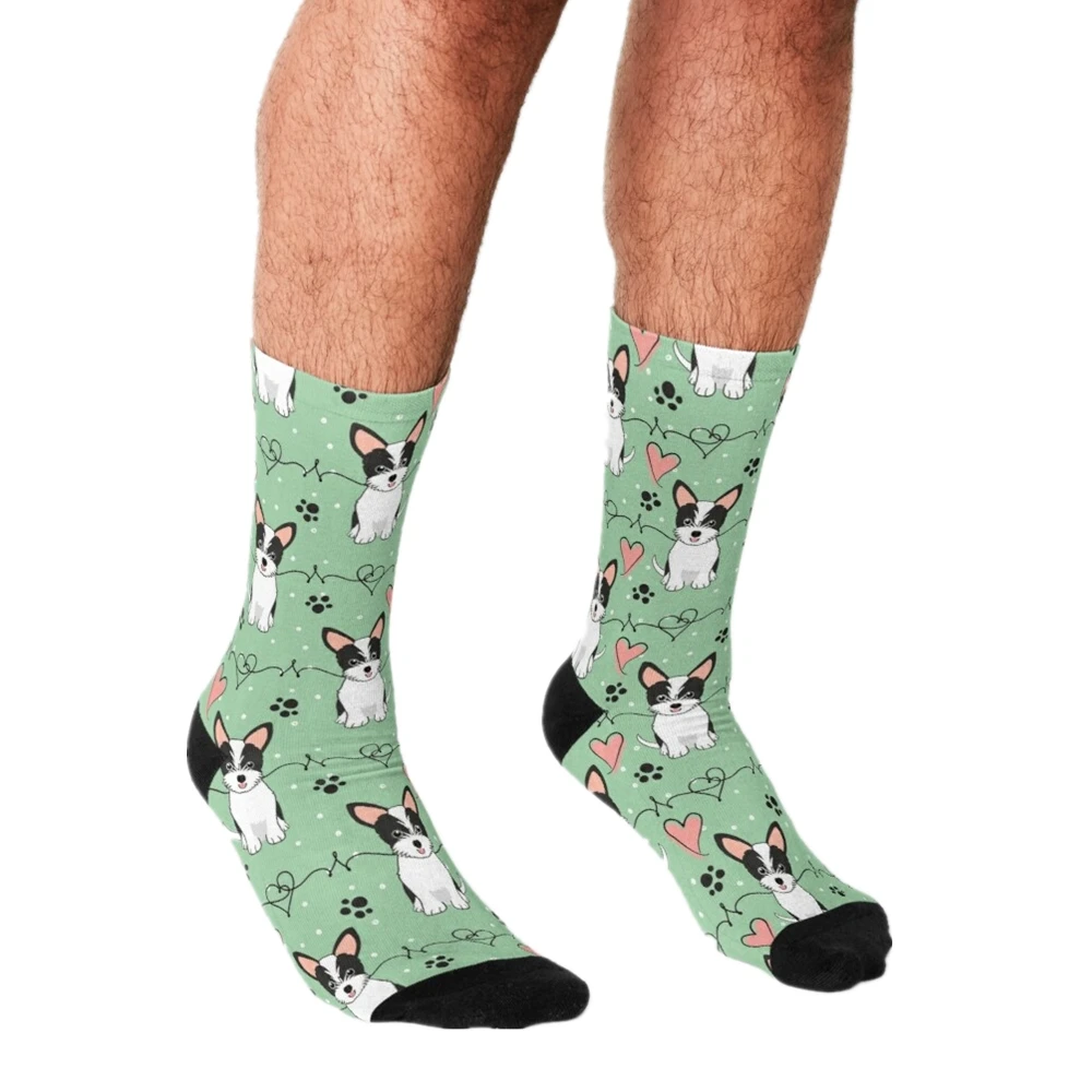 

Men's Funny socks Love Black and White Chorkie Chihuahua Yorkie mix Socks harajuku Men Happy hip hop Novelty Socks for men