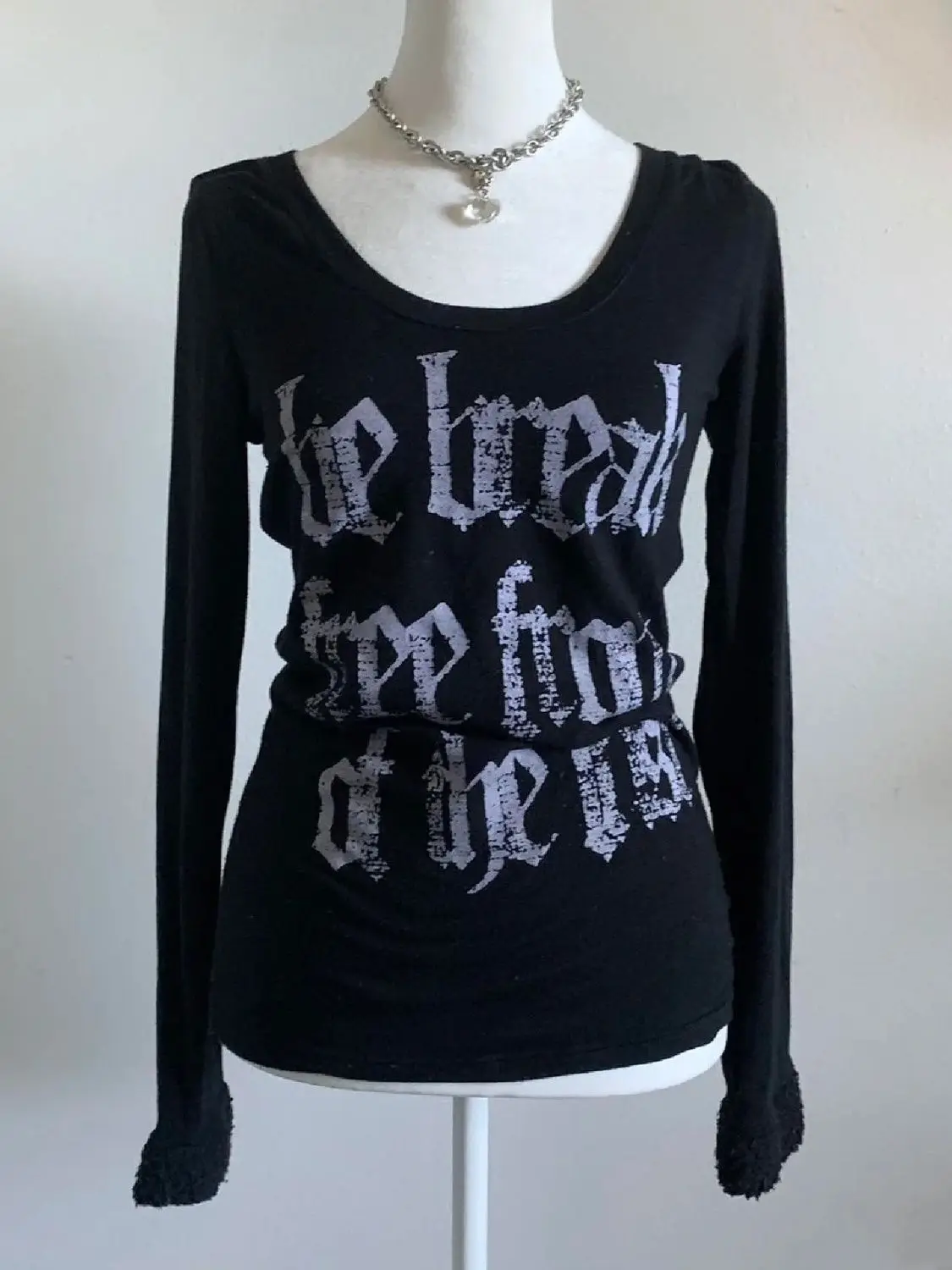 Y2k Spicy Girl классические черные футболки с буквенным принтом и длинными рукавами