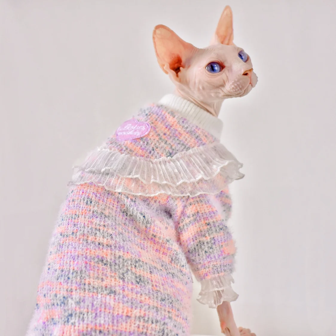

Color Line Cat Sweater Winter Devon Rex Kitten Outfits Thickening Warm Sphinx Hairless Cat Sphynx Cat Clothes Pet Clothes