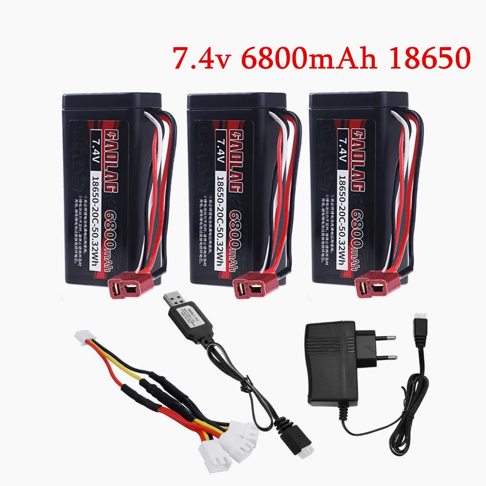 7 4 В 6800 мАч 18650 Lipo аккумулятор для Wltoys 10428/12428/12423 водонепроницаемый и огнестойкий