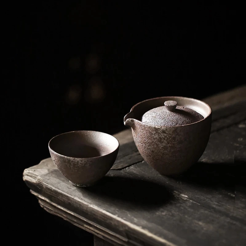 

Винтажный семейный керамический чайник gaiwan, чайные чашки, портативный дорожный и офисный чайный набор