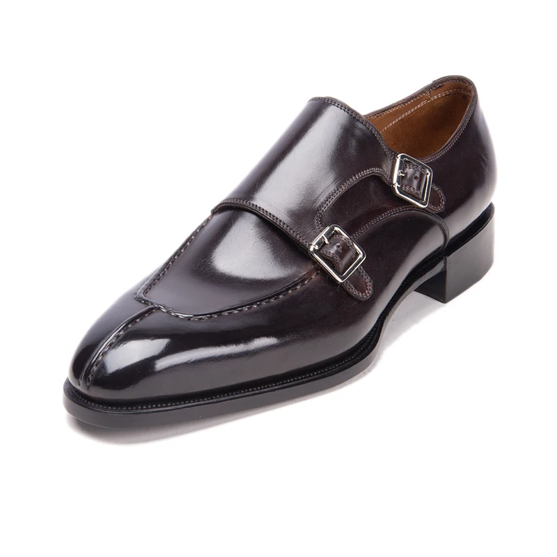 

Men's Fashion Leather Shoes Real Handmade Monk Shoes Men Goodyear Blake Craft Men's Cow Leather Shoe Double Buckles Monk Shoes