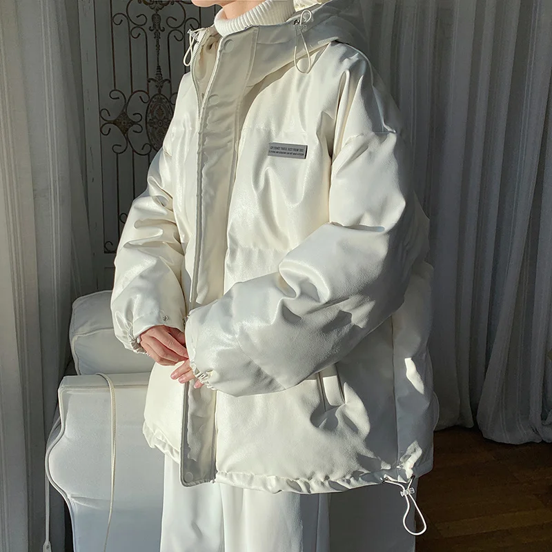 Winter Thickened Leather Jacket Men Warm Fashion Casual Hooded Leather Coat Men Streetwear Korean Loose Short Coat Mens Parker