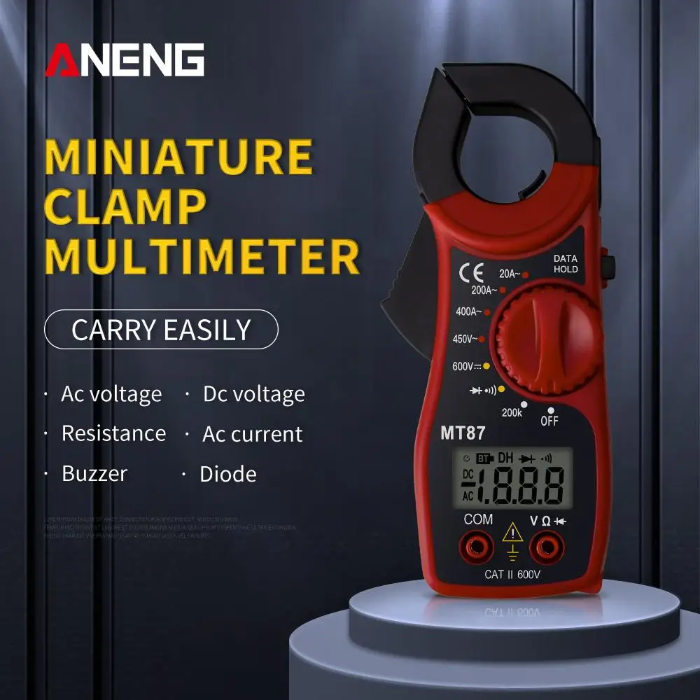 

New Professional Portable Mt87 Digital Clamp Meter Multimeter Dc Ac Voltage Current Tongs Resistance Amp Ohm Tester Electronic