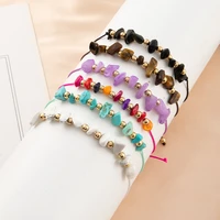 6pcsset natural stone adjustable rope bracelet colorful beads charms bracelets bangles for women bohemia party jewelry