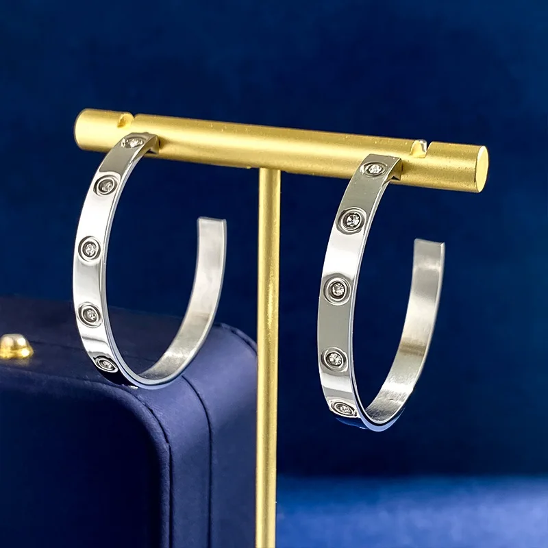 

European and American Personalized Screws Full Zircon Large Earring