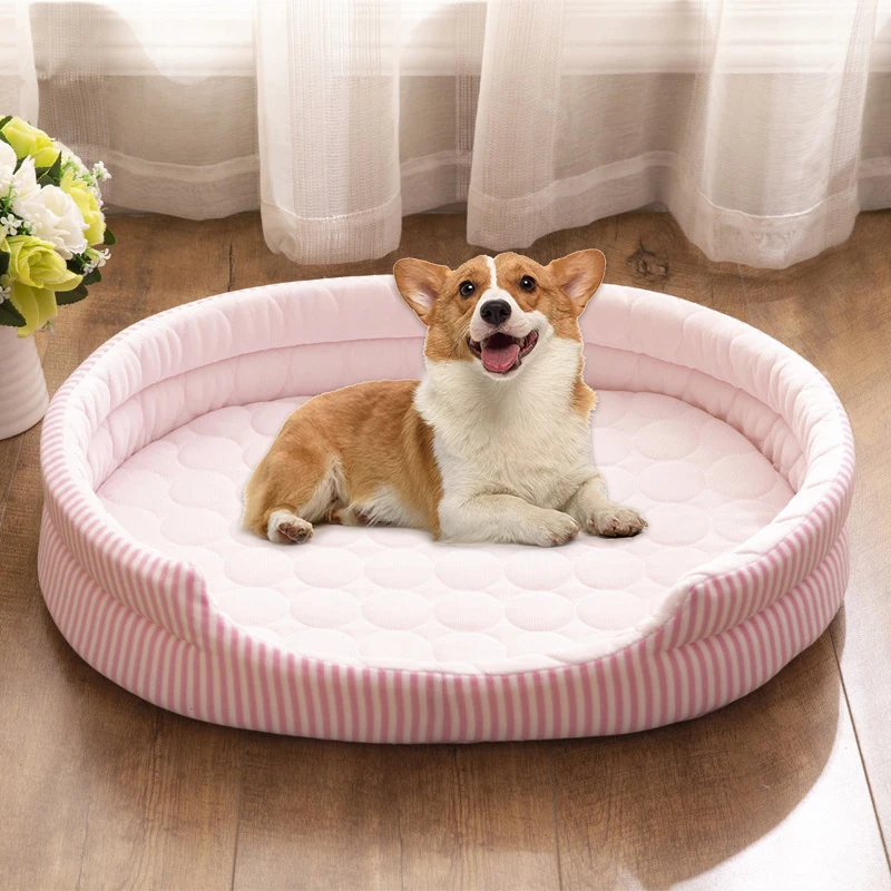 

2022 Cat Dog Ice Silk Nest Soft Sleeping Pet Bed Comfortable Non-Slip Four Seasons Universal Pad Pet Supplies Casa Gato