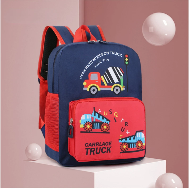 

New Kindergarten Schoolbag Cute Cartoon Car Backpack Burden-reducing Large-capacity First Grade Primary School Student Backpack