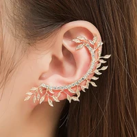 bohemian leaves ear cuffs clip earrings for women zircon fairy fashion no piercing cartilage earrings party wedding jewelry