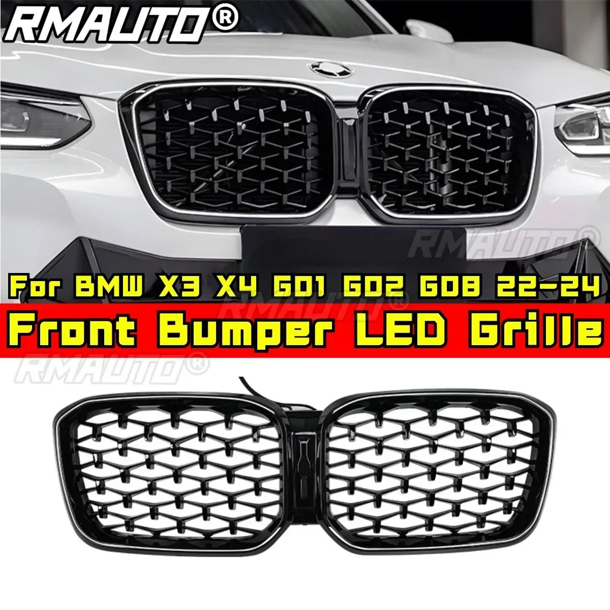 Передний гоночный верхний радиатор-решетка для BMW X3 X4 X3M X4M G01 G02 G08 2022-2024