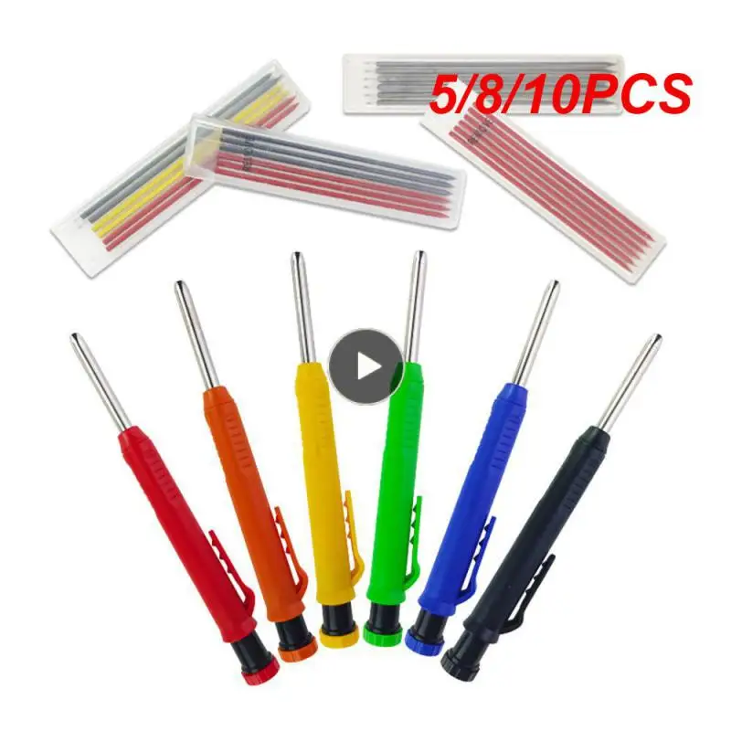 

5/8/10PCS Creative Stone Ink Cartridge Professional Adjustable Engineering Carpenters Pencil 3 Colors Refill Deep-hole