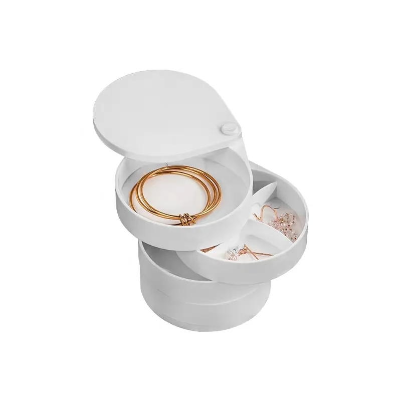 Fashion Jewelry Storage Box Rotatable 4-Layer Plastic Jewelry Storage Box Necklace Earrings Ring Display Rack Gift for Women
