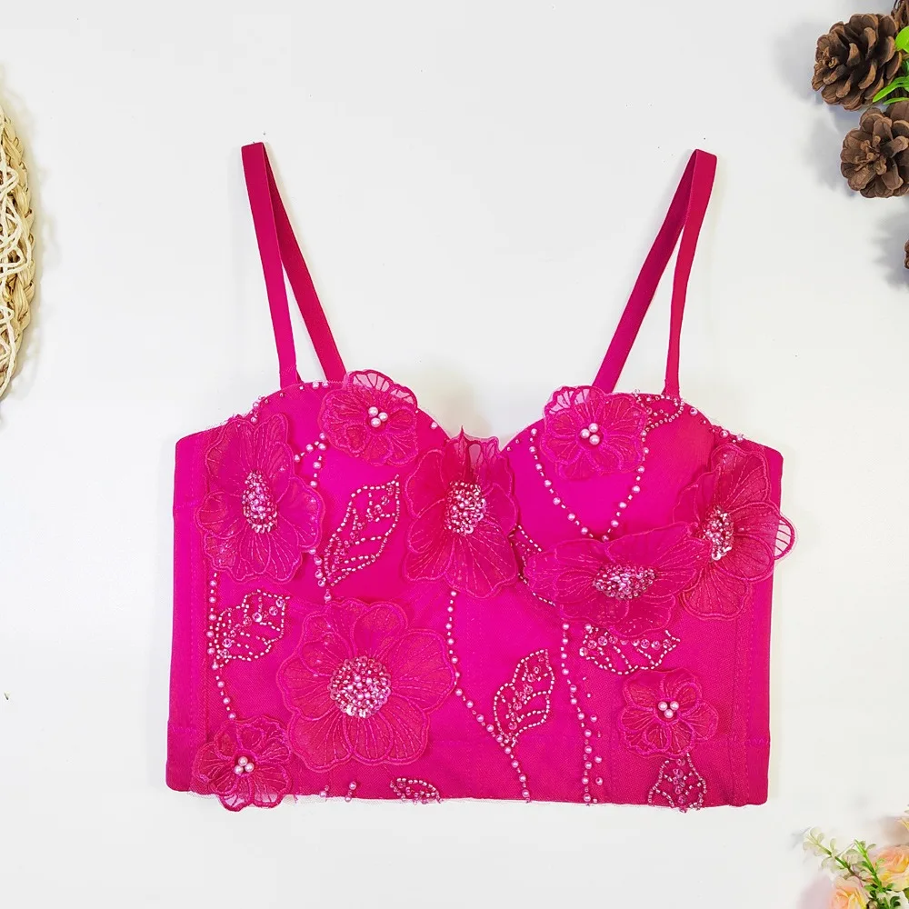 Женский укороченный корсет с открытой спиной жемчужинами