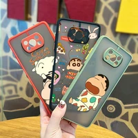 crayon shin chan cute for xiaomi mi 11t 11 10 ultra pro lite note10 poco x3 f3 gt nfc m3 frosted translucent phone case fundas