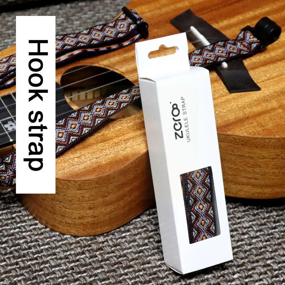 

Adjustable Ukulele Strap Ethnic Pattern Boxed Universal Ukulele Strap Portable Performance Musical Parts Single Strap Shoul H0k5