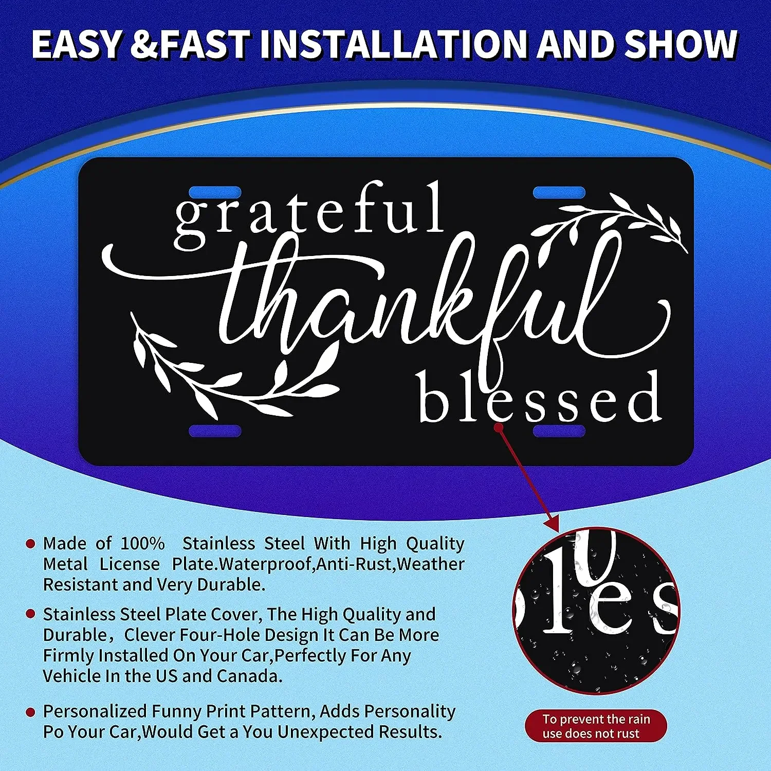 Благодарная Благословенная передняя крышка номерного знака автомобиля с