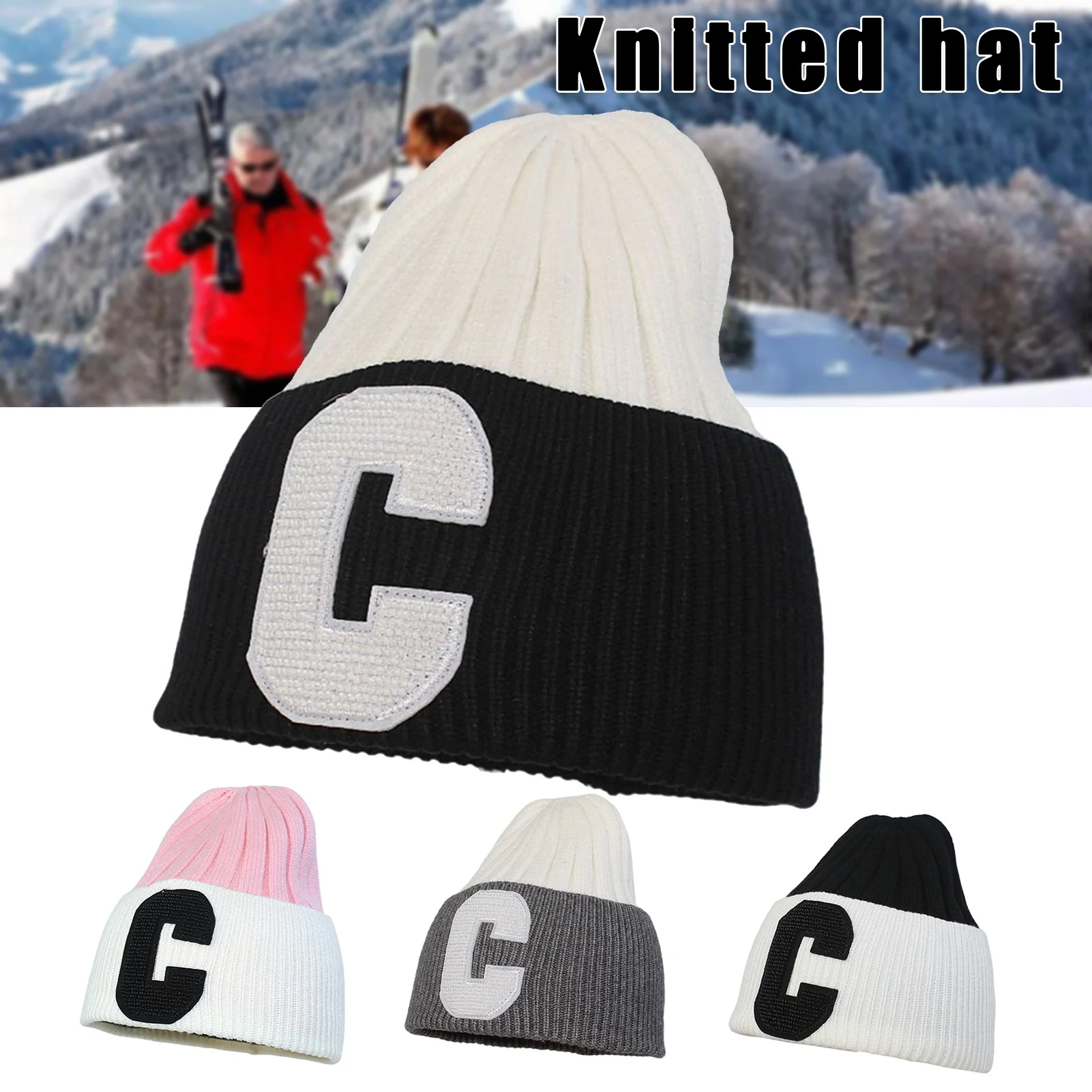 

Knitted Beanie Cap Thick Warm Hat Unisex Adult Stretch Cap One Size Fits all Gift for Winter Christmas New Year's TT@88
