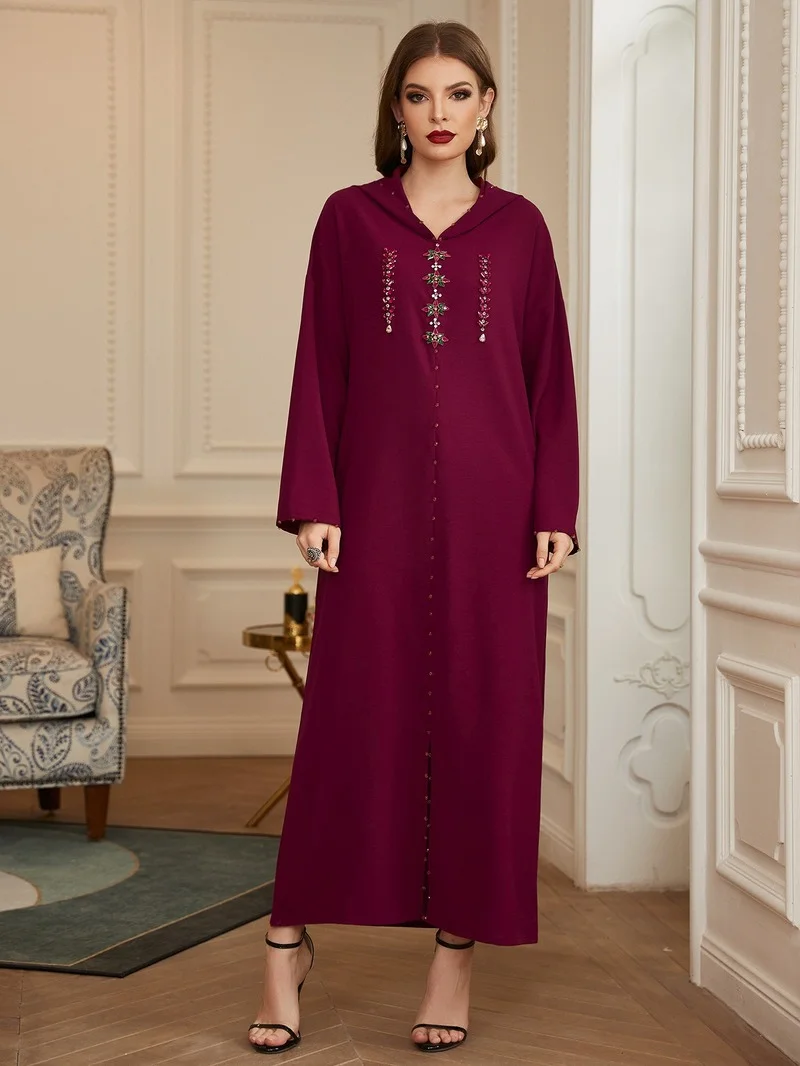 

Dubai Robe Abayas for Women Diamond Luxurious Robe Muslim Dresses Caftan Marocain Kaftan Islam Eid Mubarak Ramadan Dress Abaya