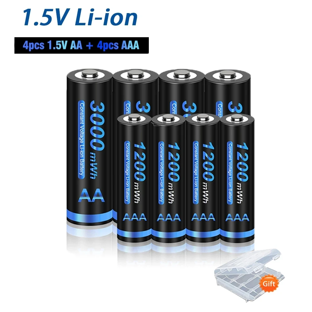

CITYORK 1.5V AA Lithium Battery 3000mWh+1200mWh 1.5V AAA Li-ion Rechargeable Batteries For Toys Clock MP3 Mouse Camera Batery