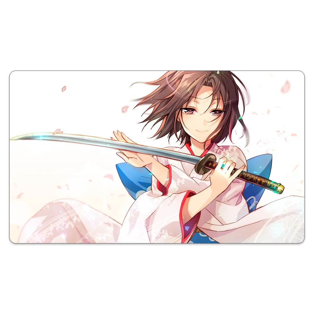 

Anime Girl with Sword Anti-Slip Board Game Mat+Portable Bag TableMats Games Mousepad Compatible for Trading Card Game Desk mats