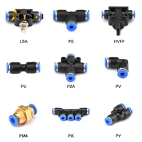 pneumatic fitting pipe connector tube air quick fittings water push in hose 4mm 6mm 8mm 10mm 12mm 14mm pe pk pm pu connector