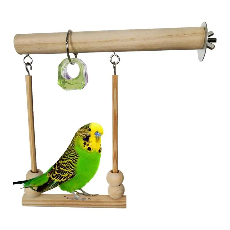 

Bird Swing Chewing Toys Parrot Cage Stand Perch Stick Toy Natural Wood Standing Toy For Budgies Medium Parrots Parakeets