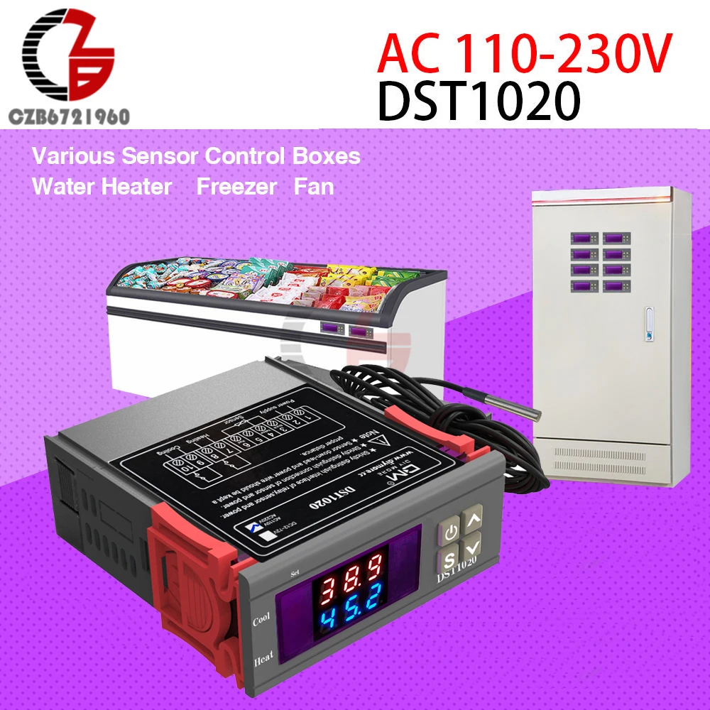 

Цифровой термостат, 2 канала, 110-220 В переменного тока, 12 в пост. Тока