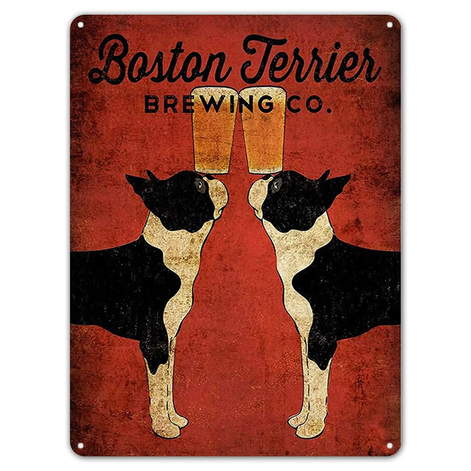 Винтажный металлический знак Boston Terrier brew Co. Пиво ручная работа жестяной Ретро