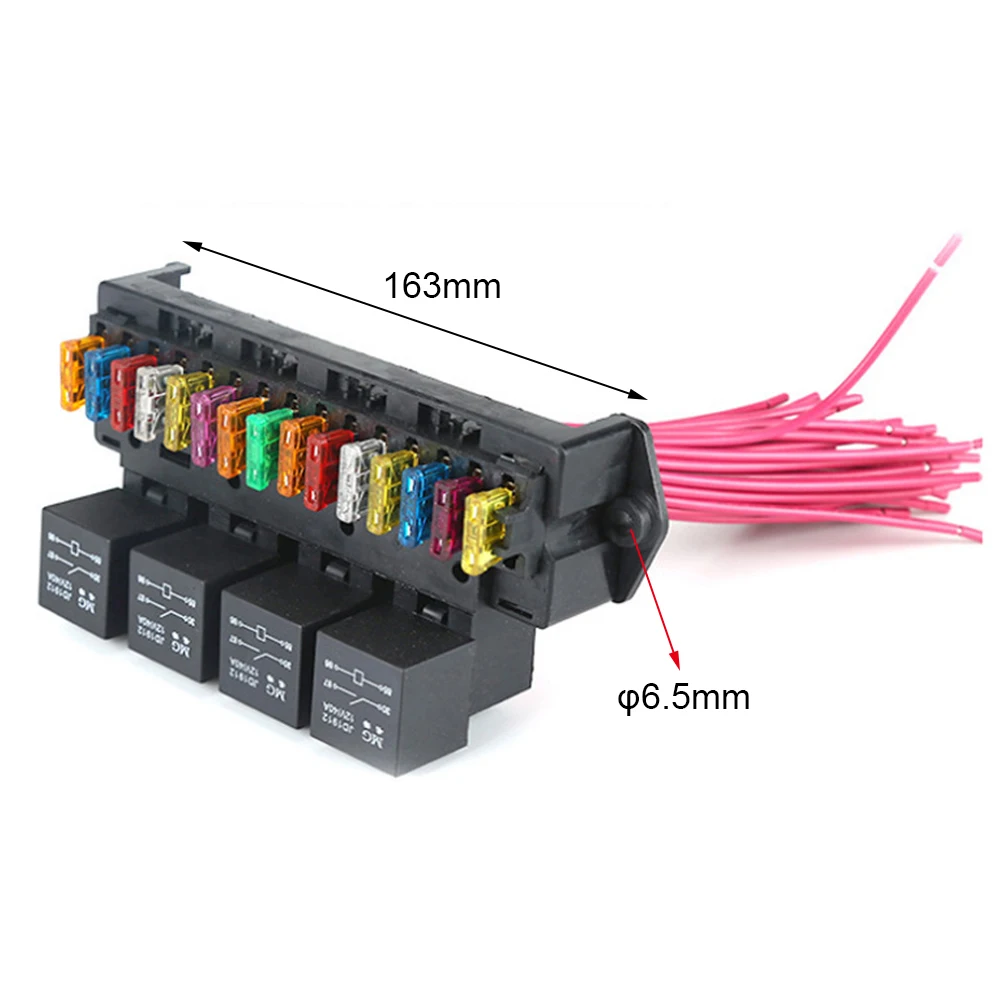 Car Boat Fuse Box Holder With 15 Ways Multi-Circuit Blade Fuse Holder Box 72V Power Distribution Wiring Harness Assembly images - 6