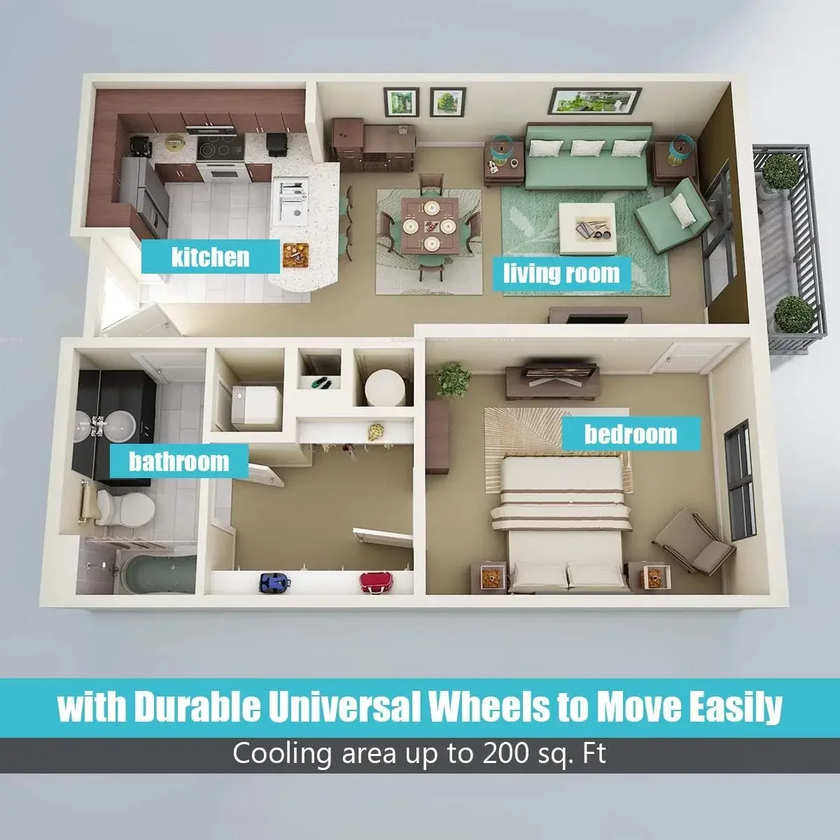 Портативный кондиционер COSTWAY Ashrae 8000 BTU с дистанционным управлением