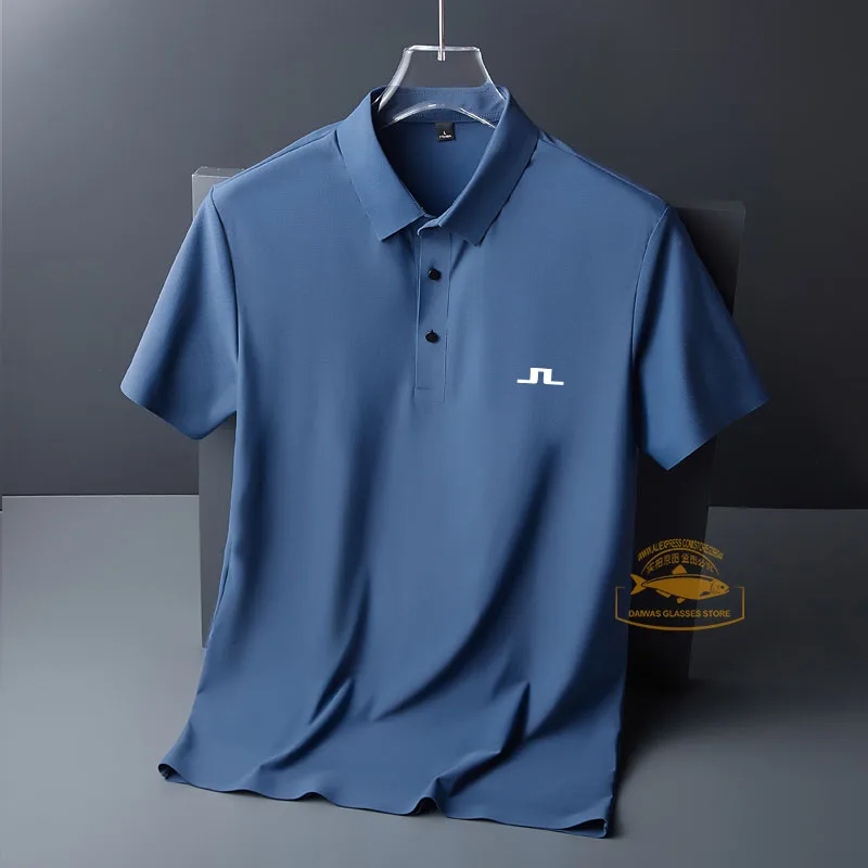 

J Lindeberg Golf Men's Shirt Fashion Casual Short Sleeve Summer Ice Silk Breathable Polo T-shirt Embroidered Golf Top