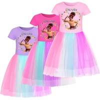 2022 new disney girls short sleeve cartoon birthday party princess dress encanto kids clothing summer dress free shipping