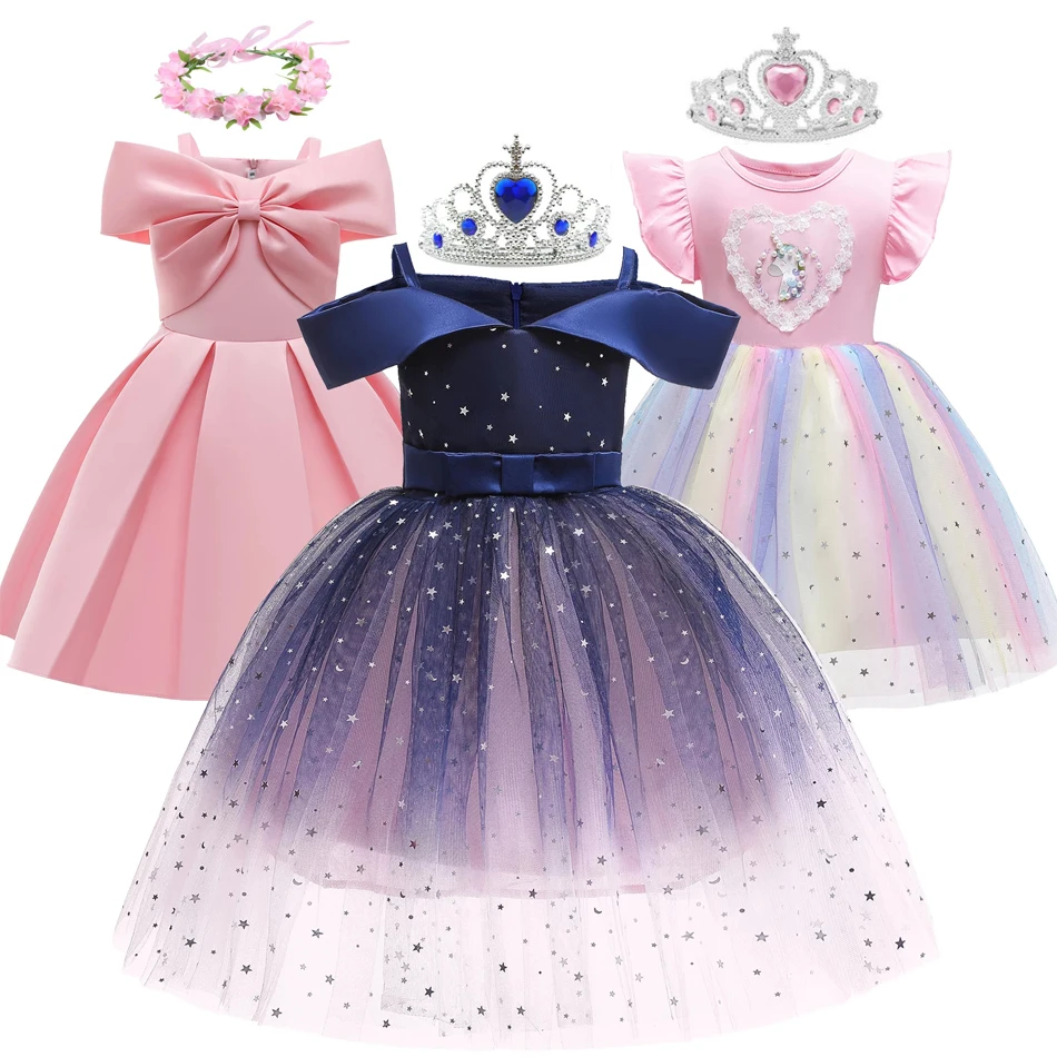 

Princess Dress Girls Summer Sweet Mesh Birthday Party Dresses Flower Girl Dress Children Dresses Ball Gown