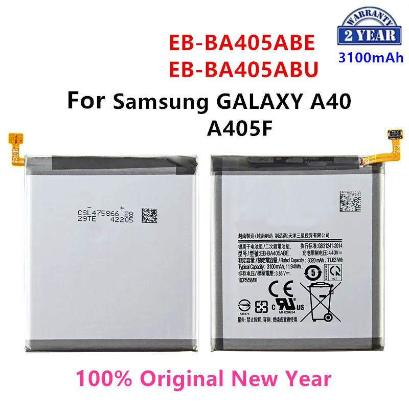 

100% Orginal EB-BA405ABE EB-BA405ABU 3100mAh Battery For Samsung Galaxy A40 2019 SM-A405FM/DS A405FN/DS GH82-19582A