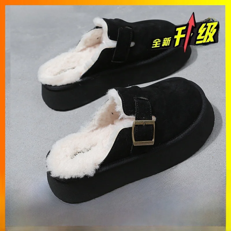 Плюшевые тапочки женские полувнешние туфли Boken новинка зимы 2230 бархатные зимние