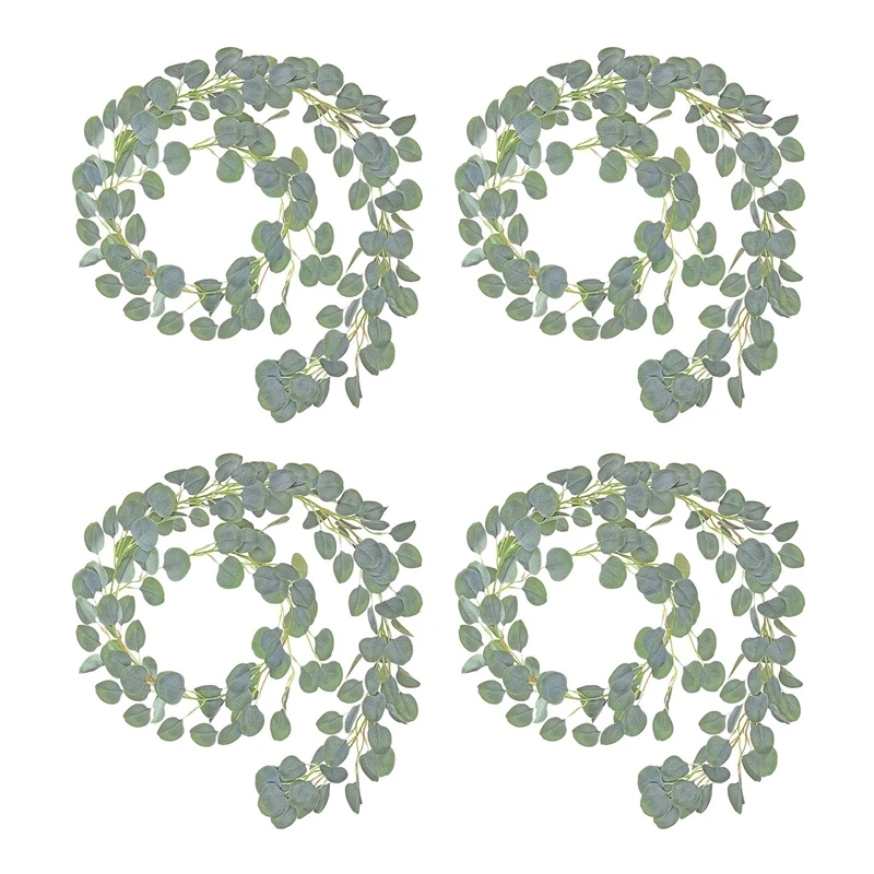 

4Pcs Artificial Plants Eucalyptus Vines Green Eucalyptus Wreath For Wedding Banquet Birthday Party Table Wall Decoration