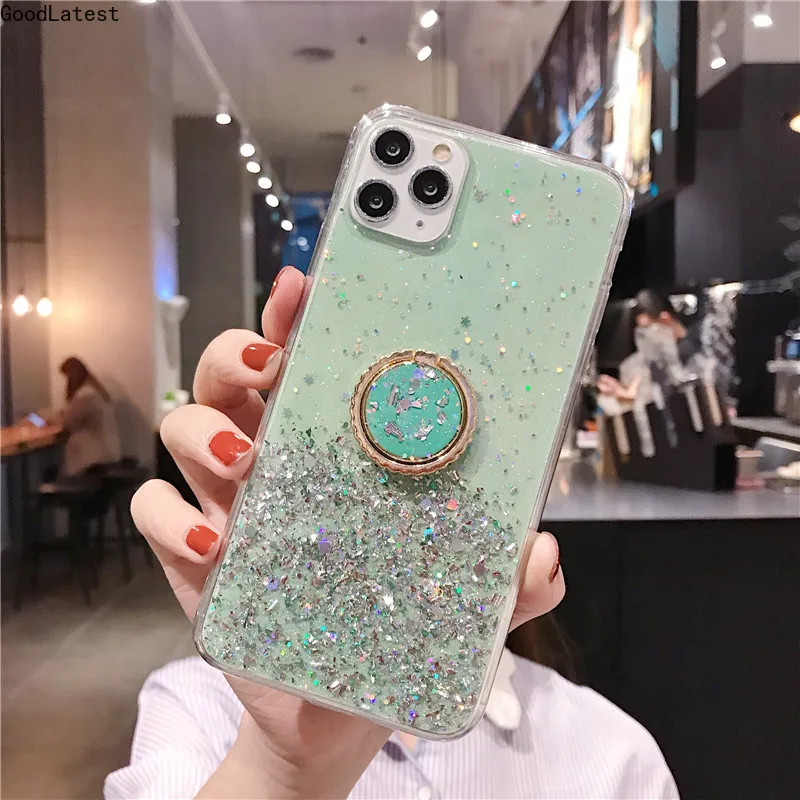 Чехол для телефона для Xiaomi Redmi Note 6 Pro 5 4 5A 4X Mi CC9 9T 5X 6X A1 A2 Lite A3 6A с блестками и кольцом на задней крышке.